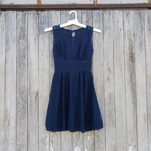 B. Darlin Juniors Size 0 Lace Blue Fit And Flare Mini Dress Sleeveless Sundress